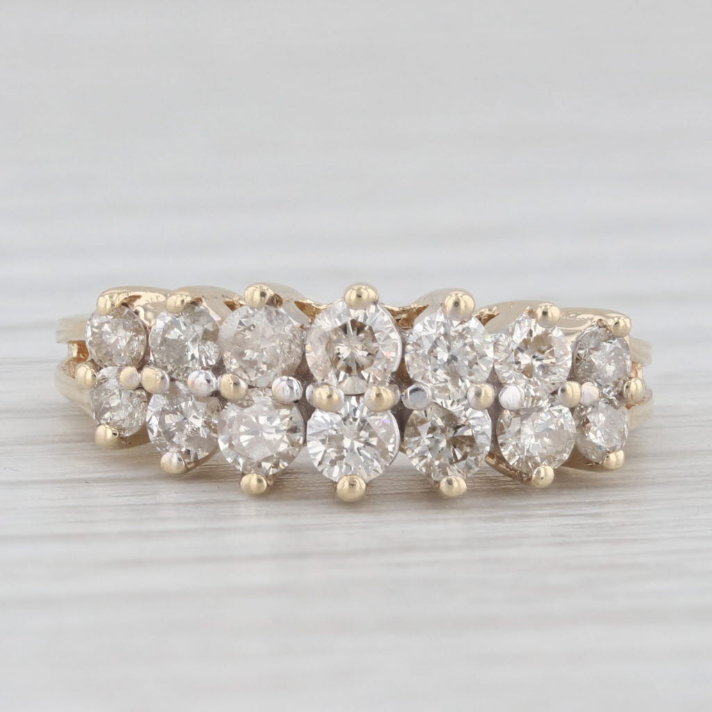 Light Gray 0.80ctw Tiered Diamond Ring 10k Yellow Gold Size 3.75 Stackable Anniversary