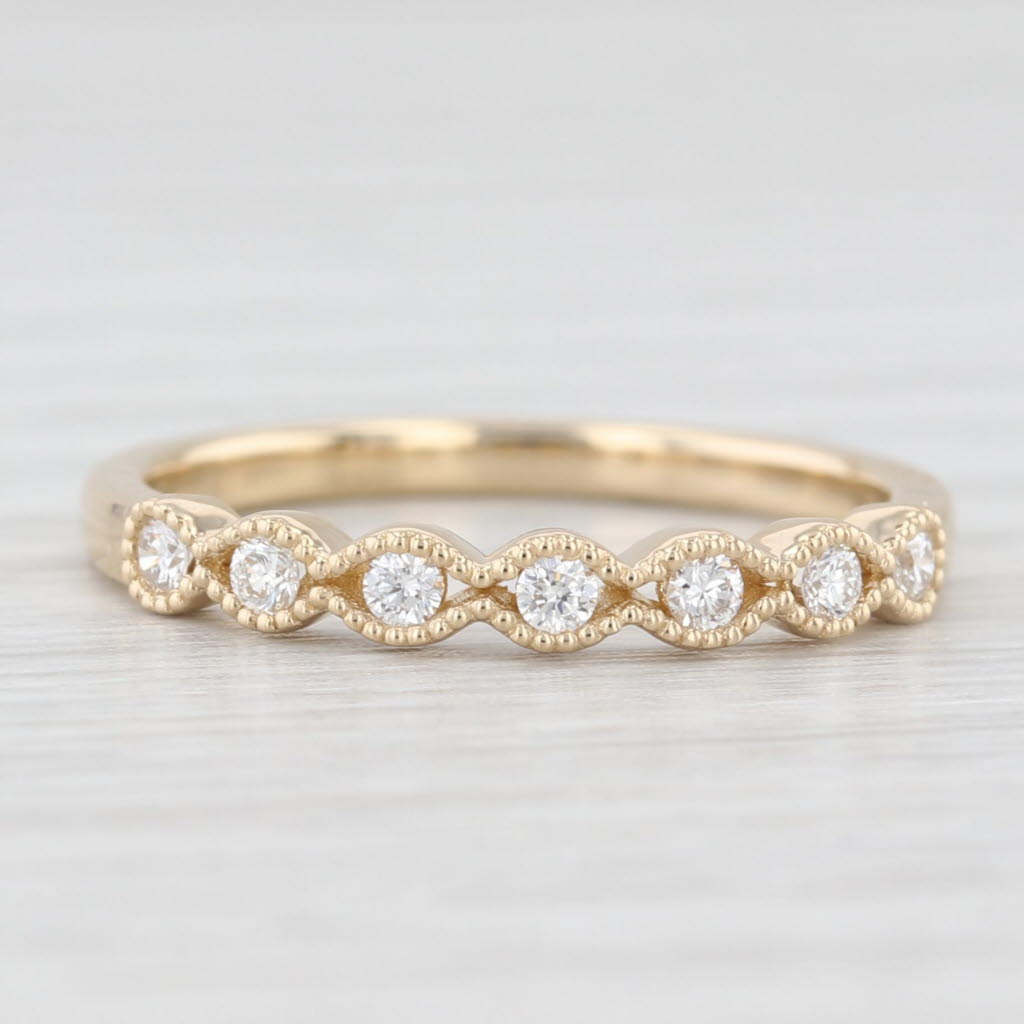 Light Gray New 0.16ctw Diamond Wedding Band 14k Yellow Gold Stackable Anniversary Ring 6.5