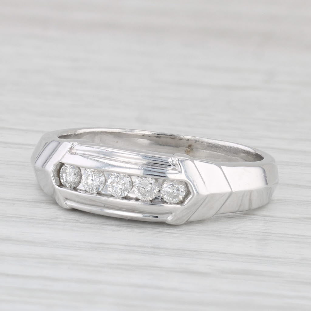 Light Gray Vintage 0.20ctw Diamond Wedding Band 10k White Gold Size 8.5 Ring