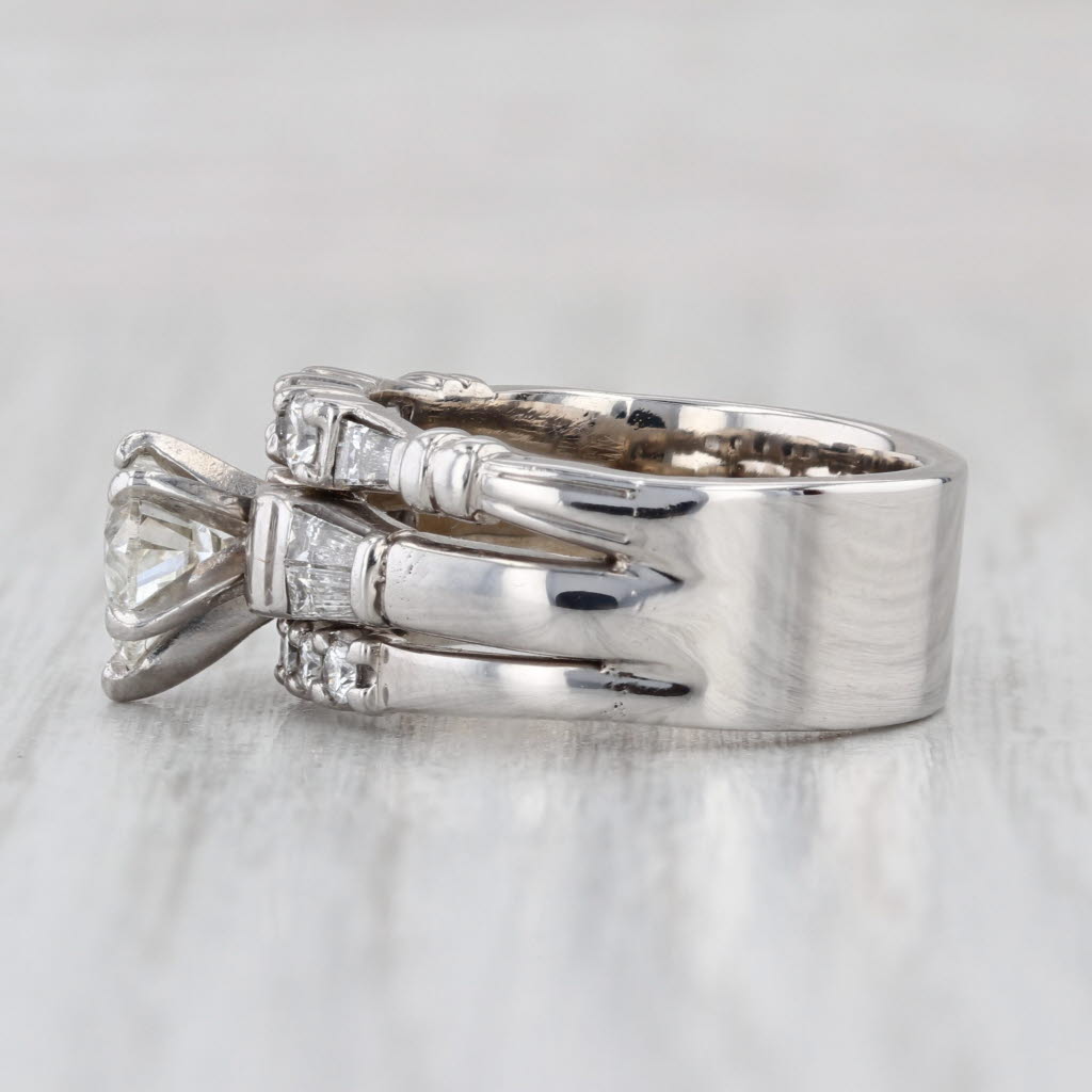 1.78ctw Bridal Set 14k White Gold 800 Platinum Engagement Ring Wedding Band