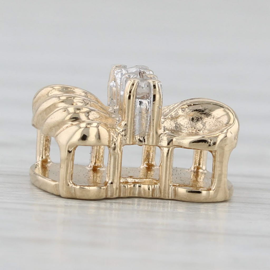 Light Gray Diamond Bow Slide Bracelet Charm 10k Yellow Gold