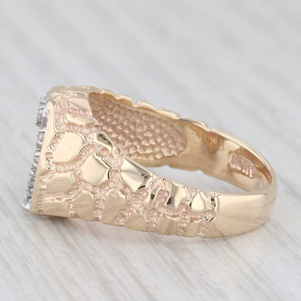 Vintage Diamond Horseshoe Ring 10k Yellow Gold Nugget Size 9