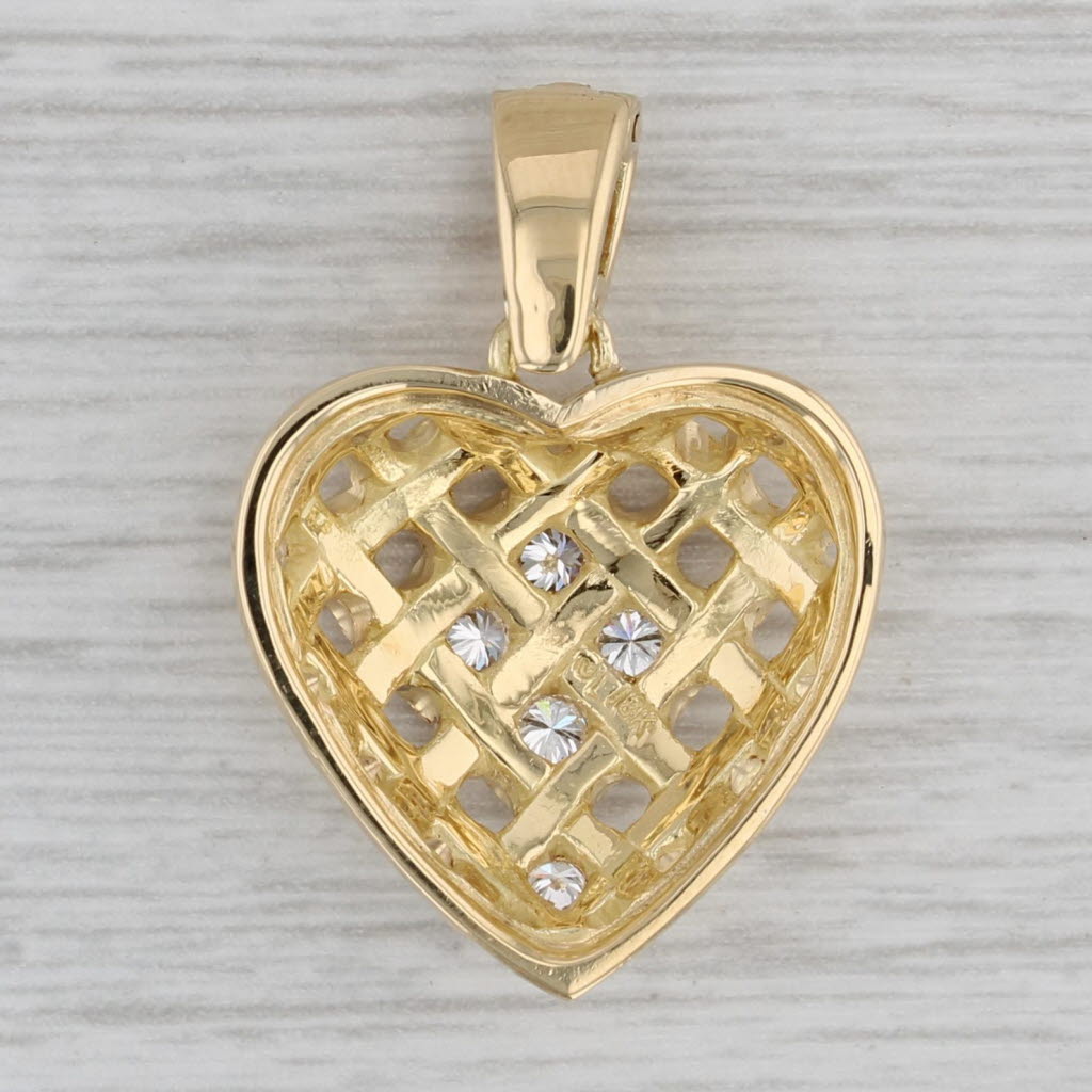 Gray 0.24ctw Diamond Lattice Work Heart Pendant 18k Yellow Gold