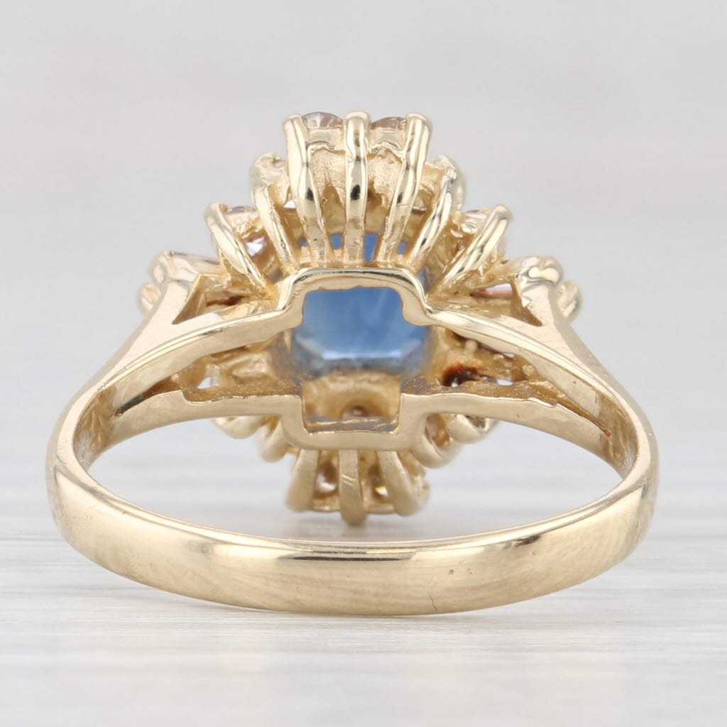 Light Gray 1.83ctw Blue Sapphire Diamond Halo Ring 14k Yellow Gold Size 6 Engagement