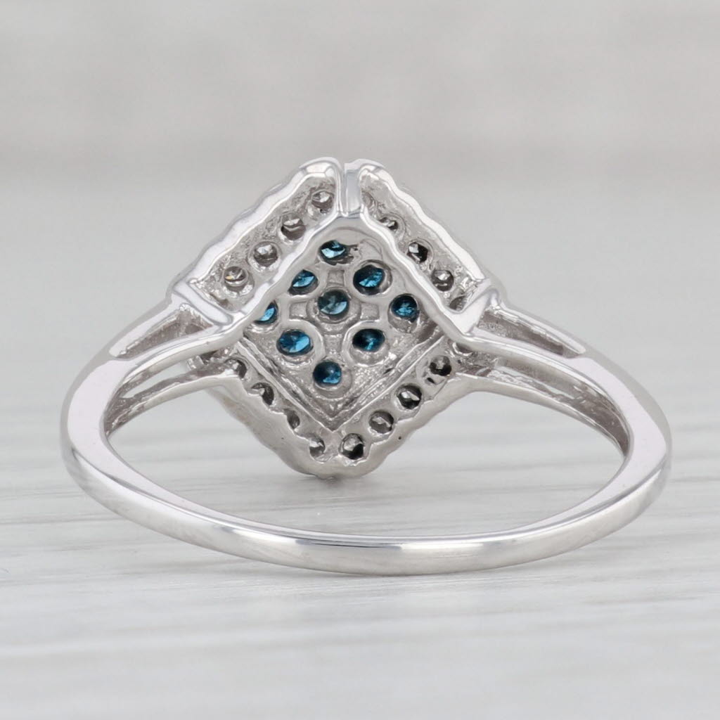 Gray 0.51ctw Blue White Diamond Halo Ring 10k White Gold Size 8