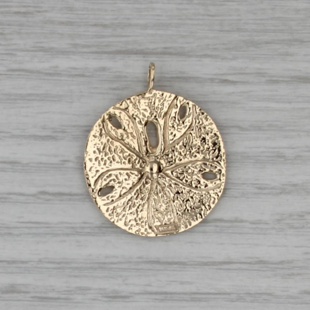 large Sandollar Pendant 14k Yellwo Gold Nautical Statement Charm