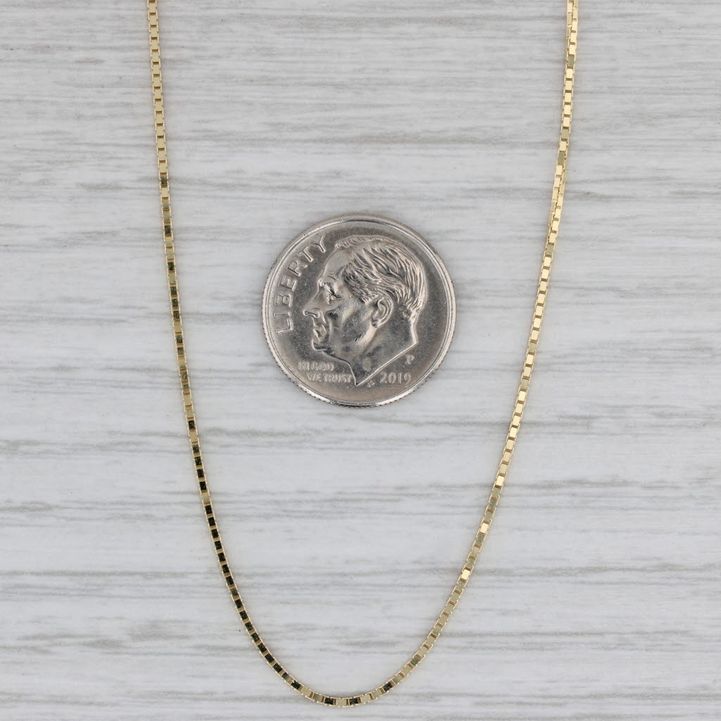 Gray New Box Chain Necklace 10k Yellow Gold 16" 0.9mm