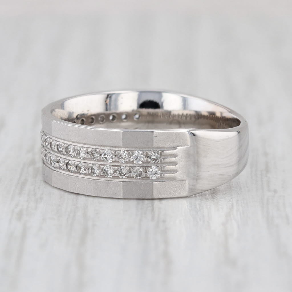 0.39ctw Diamond Men's Wedding Band 10k White Gold Size 9.25 Ring