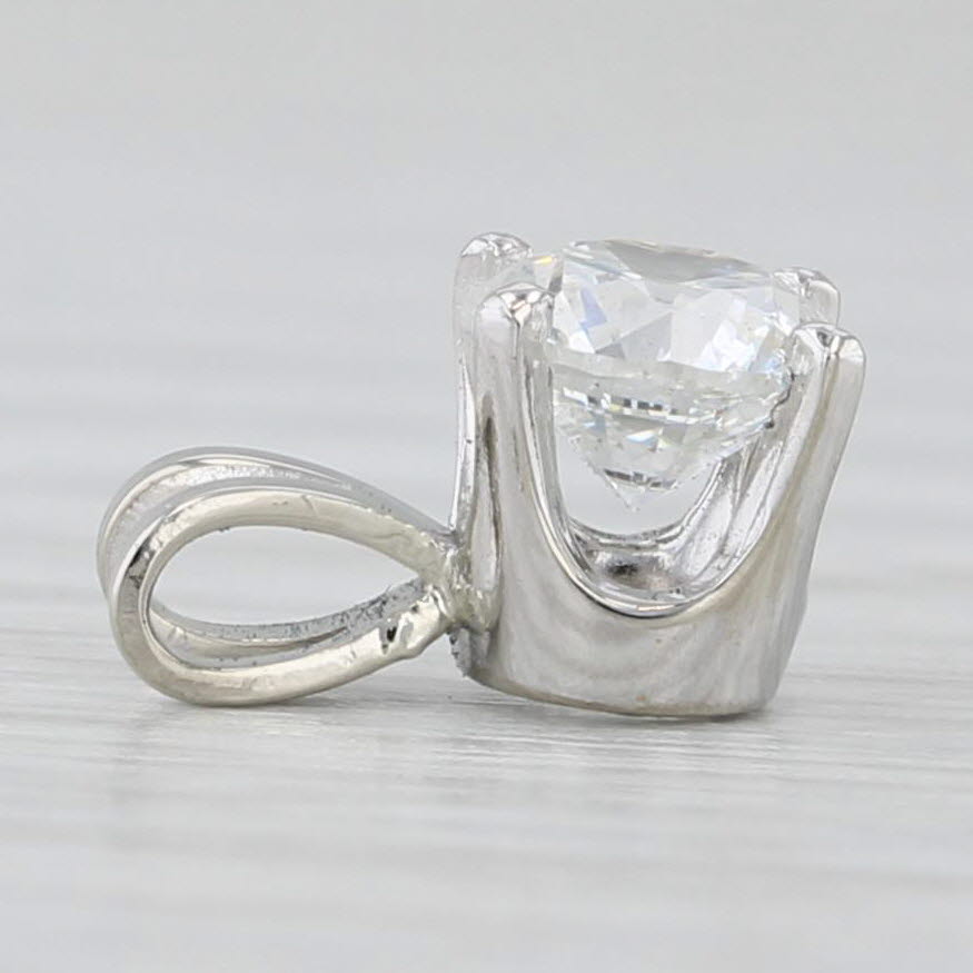Light Gray New 0.53ct Diamond Solitaire Pendant 14k White Gold Small Drop