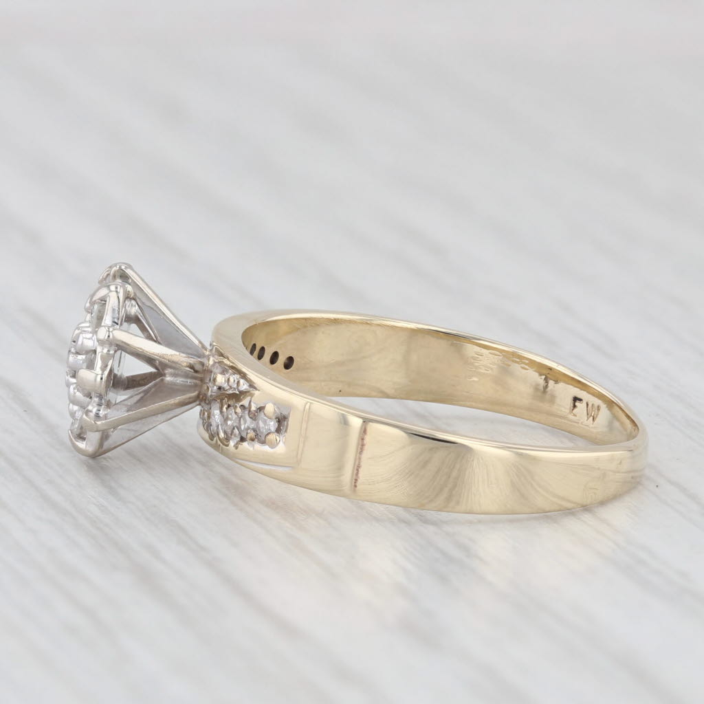 Light Gray 0.25ctw Diamond Cluster Flower Engagement Ring 10k Yellow Gold Size 7.75