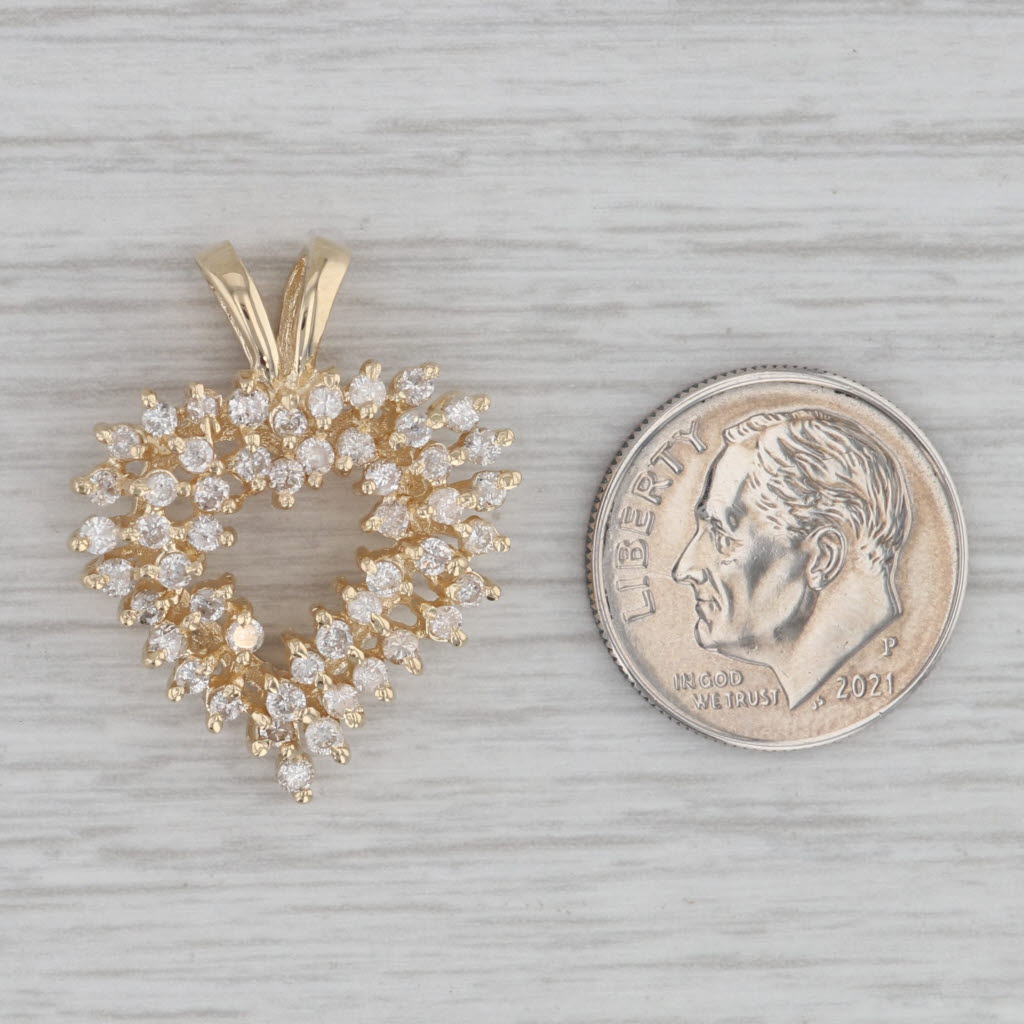 Gray 1.30ctw Diamond Open Heart 14k Yellow Gold