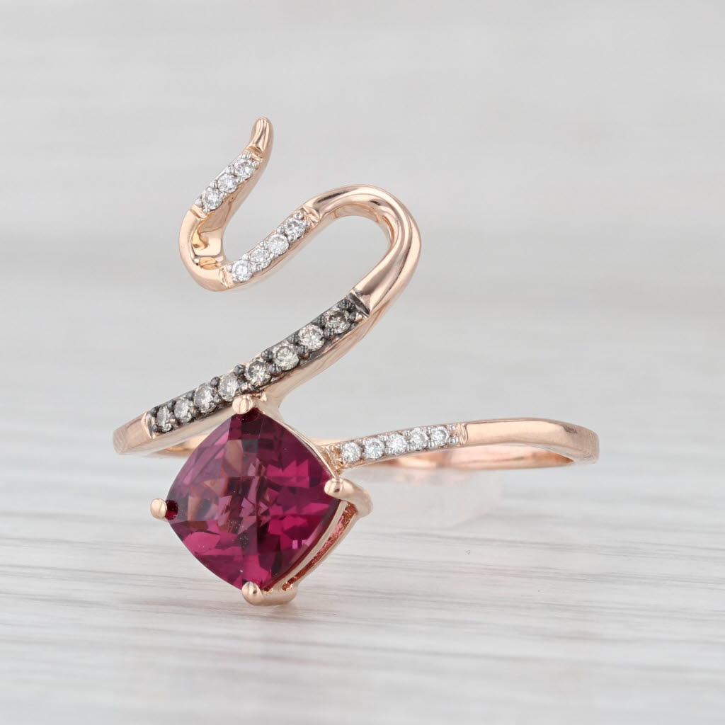 Le Vian Raspberry Garnet Diamond Snake Ring 14k Rose Gold Size