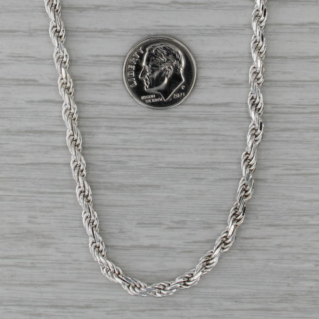 Rope Chain Necklace Sterling Silver 20" 3.7mm