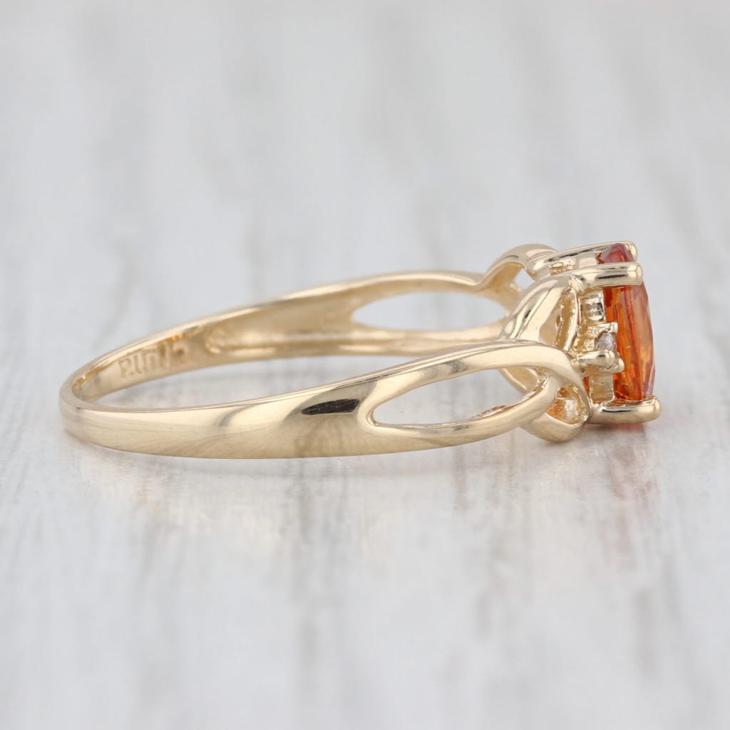 0.98ctw Orange Spessartine Garnet Diamond Ring 14k Yellow Gold Size 8.25