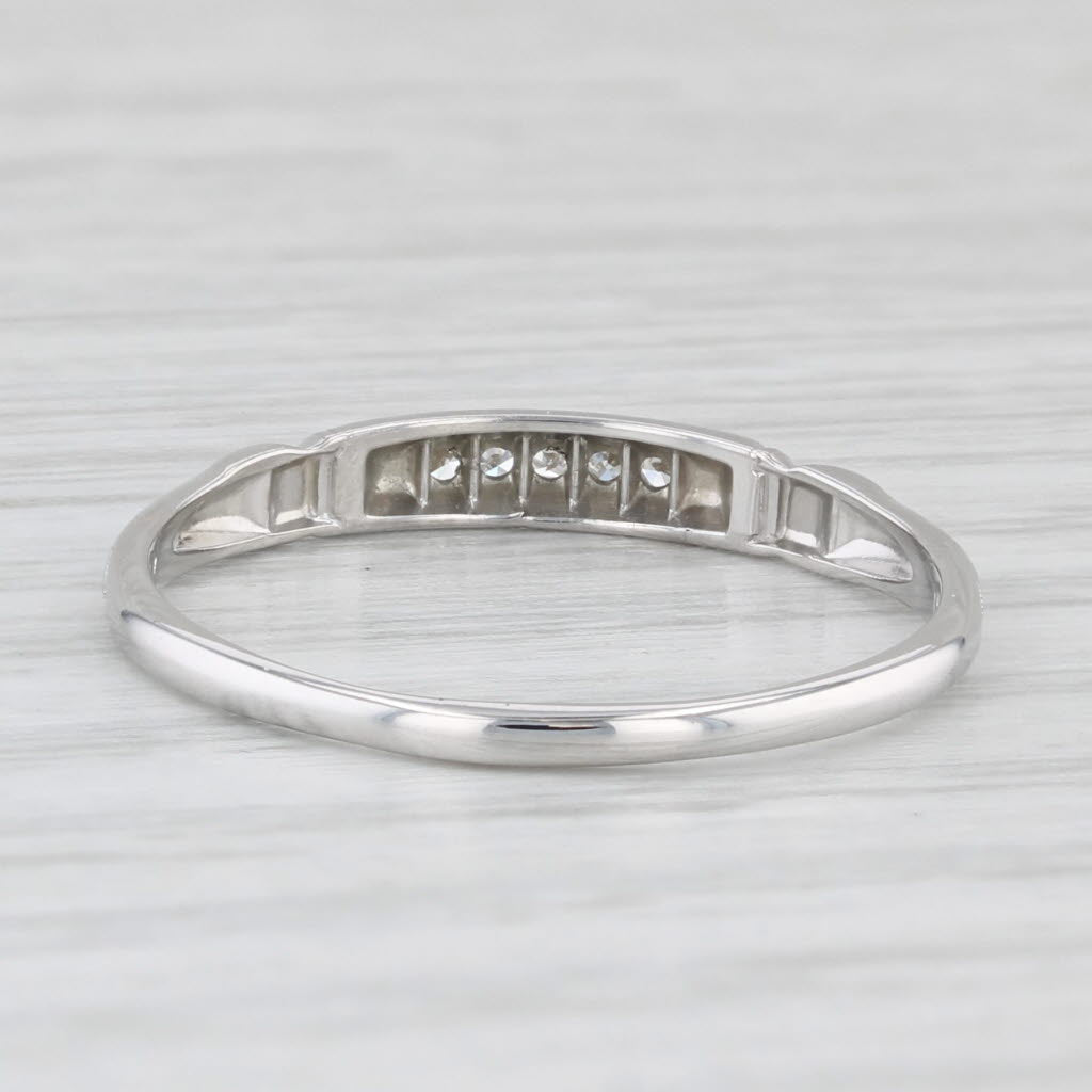 Light Gray Vintage Diamond Ring 18k White Gold Size 7.25 Wedding Band Stackable