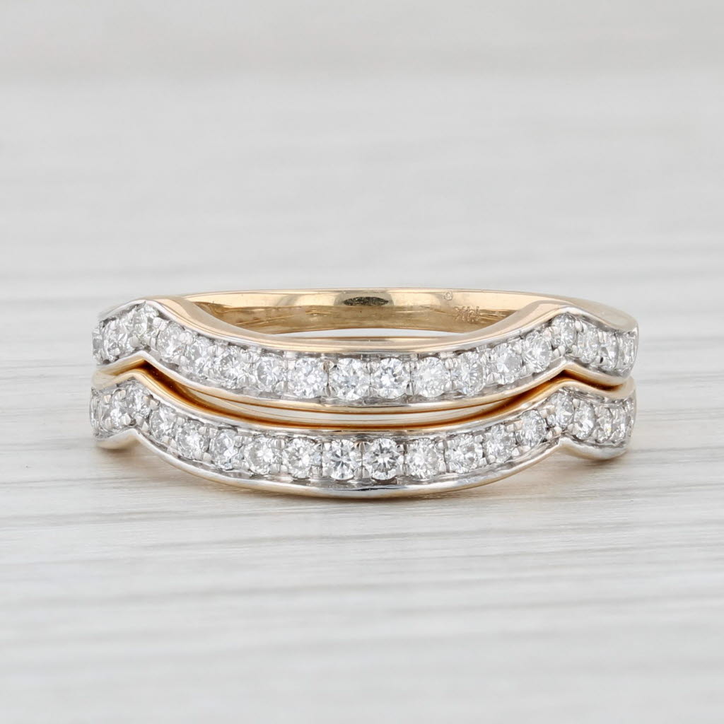 Light Gray 0.50ctw Diamond Wedding Band Enhancers Guards 14k Yellow Gold Size 6 Set of 2