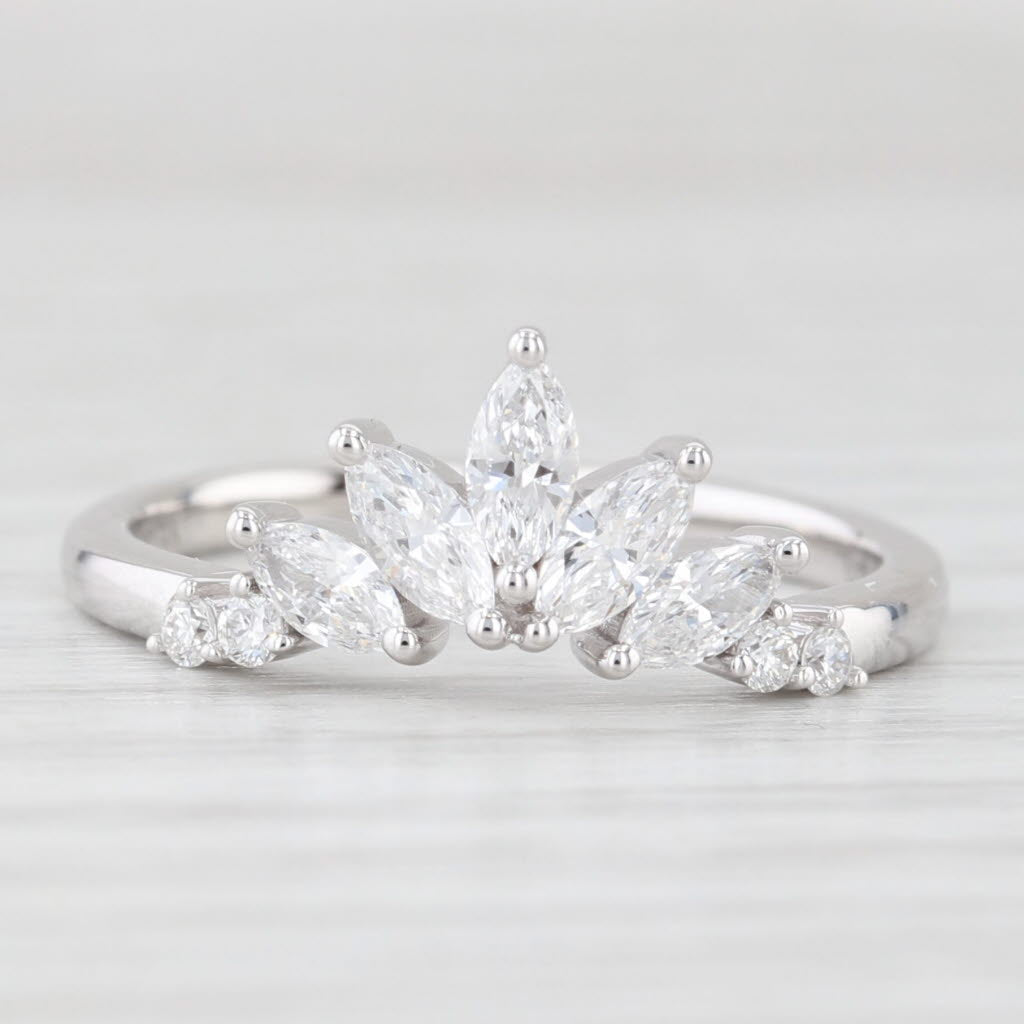 Light Gray New 0.55ctw Lab Grown Diamond Contoured Wedding Band 14k Gold Stackable Ring