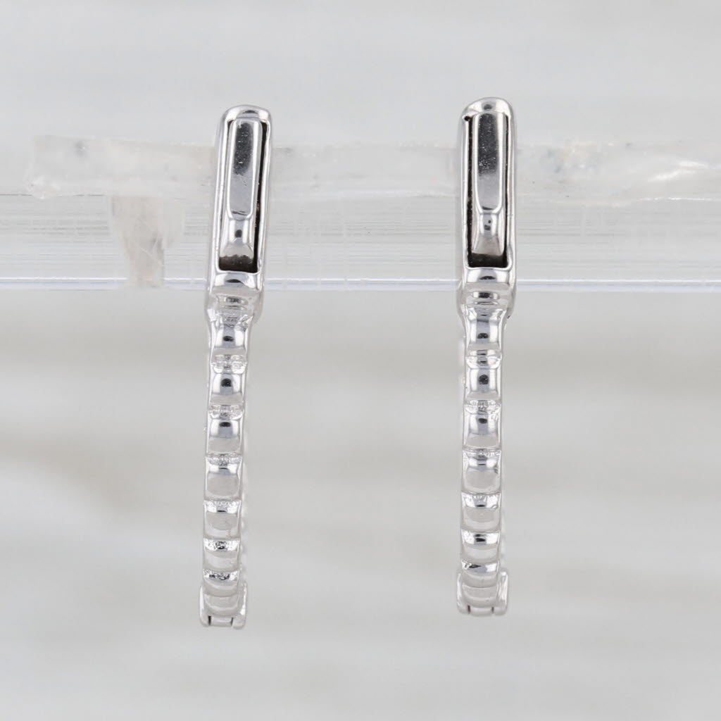 0.50ctw Diamond Inside Out Hoop Earrings 18k White Gold Snap Top Hoops
