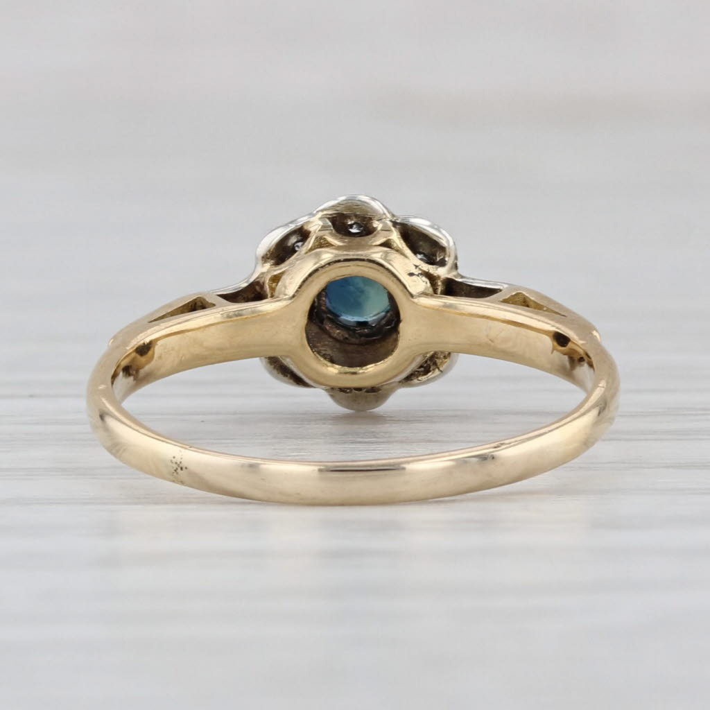 Vintage Sapphire Diamond Ring 18k Yellow Gold Size 7 Engagement