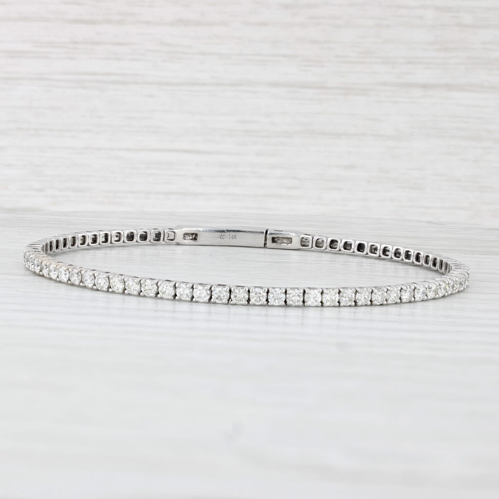 Light Gray 2ctw Diamond Tennis Bangle Bracelet 14k White Gold 7" 2.6mm Snap Clasp