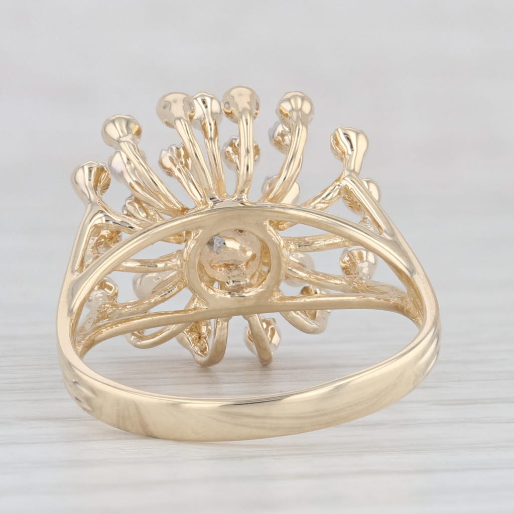 Light Gray Diamond Cluster Spray Ring 14k Yellow Gold Size 9.25 Cocktail
