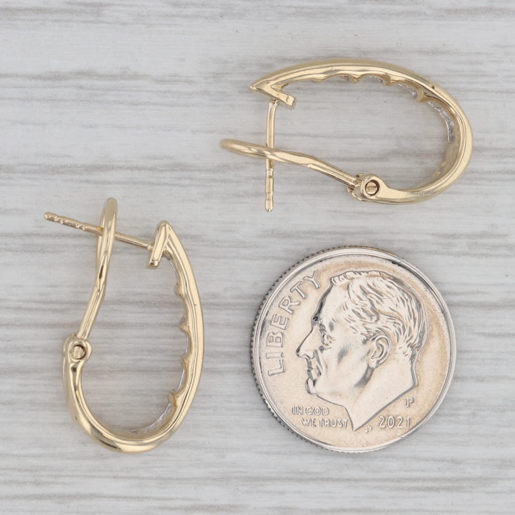 Gray 1ctw Diamond Journey J-Hook Earrings 14k Yellow Gold Omega Backs