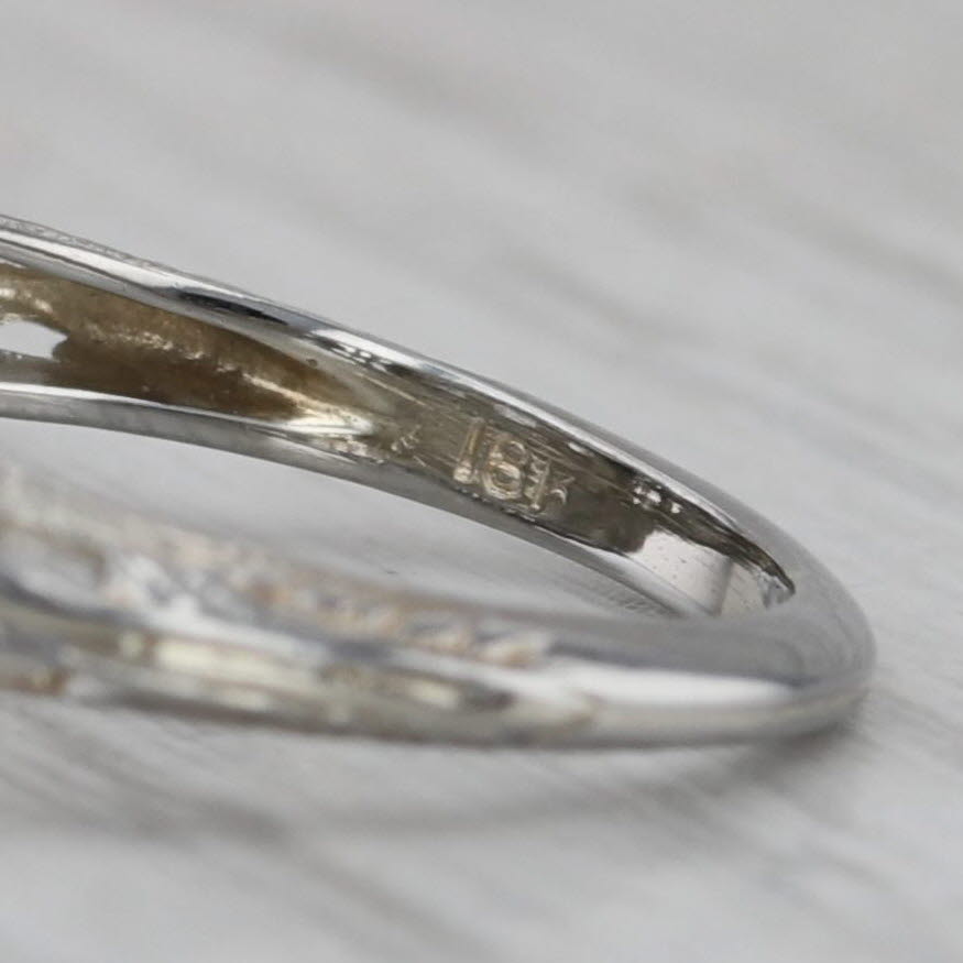 Gray Art Deco 0.41ctw Diamond 3-Stone Ring 18k White Gold Size 5.25 Old European