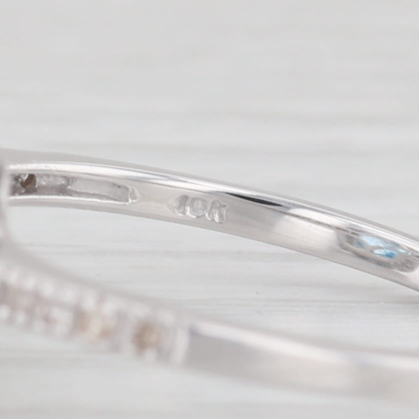 Light Gray 1.95ctw Blue Topaz Diamond Halo Ring 10k White Gold Size 7 Engagement