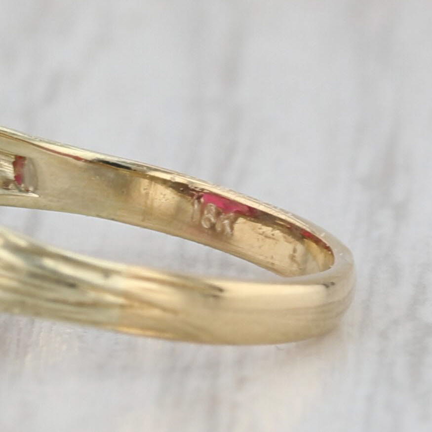 Vintage Lab Created Ruby Filigree Ring 18k Yellow Gold Size 5.5 Round Solitaire