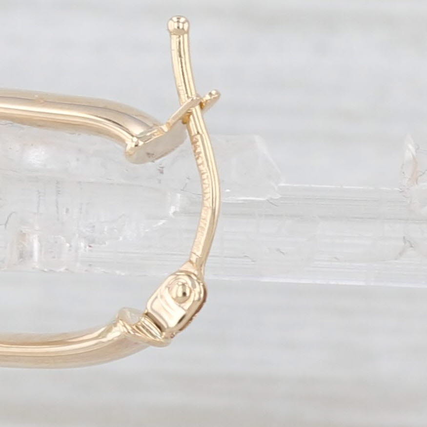 Light Gray New Oval Hoop Earrings 14k Yellow Gold Snap Top Posts Small Hoops