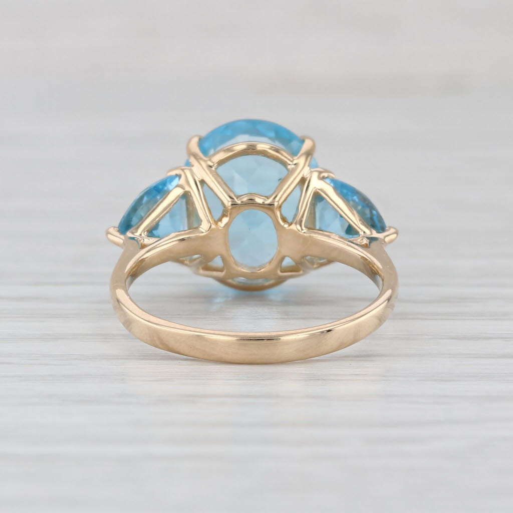 8ctw 3-Stone Blue Topaz Ring 14k Yellow Gold Size 6.5