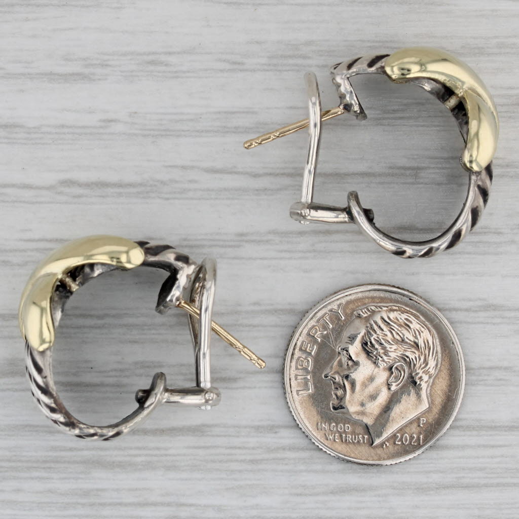 Gray David Yurman Cable X Drop Earrings Sterling Silver 14k 18k Gold Pierced J-Hooks