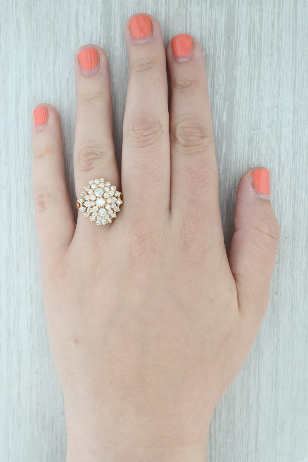 1.77ctw Diamond Cluster Ring 14k Yellow Gold Size 8 Cocktail