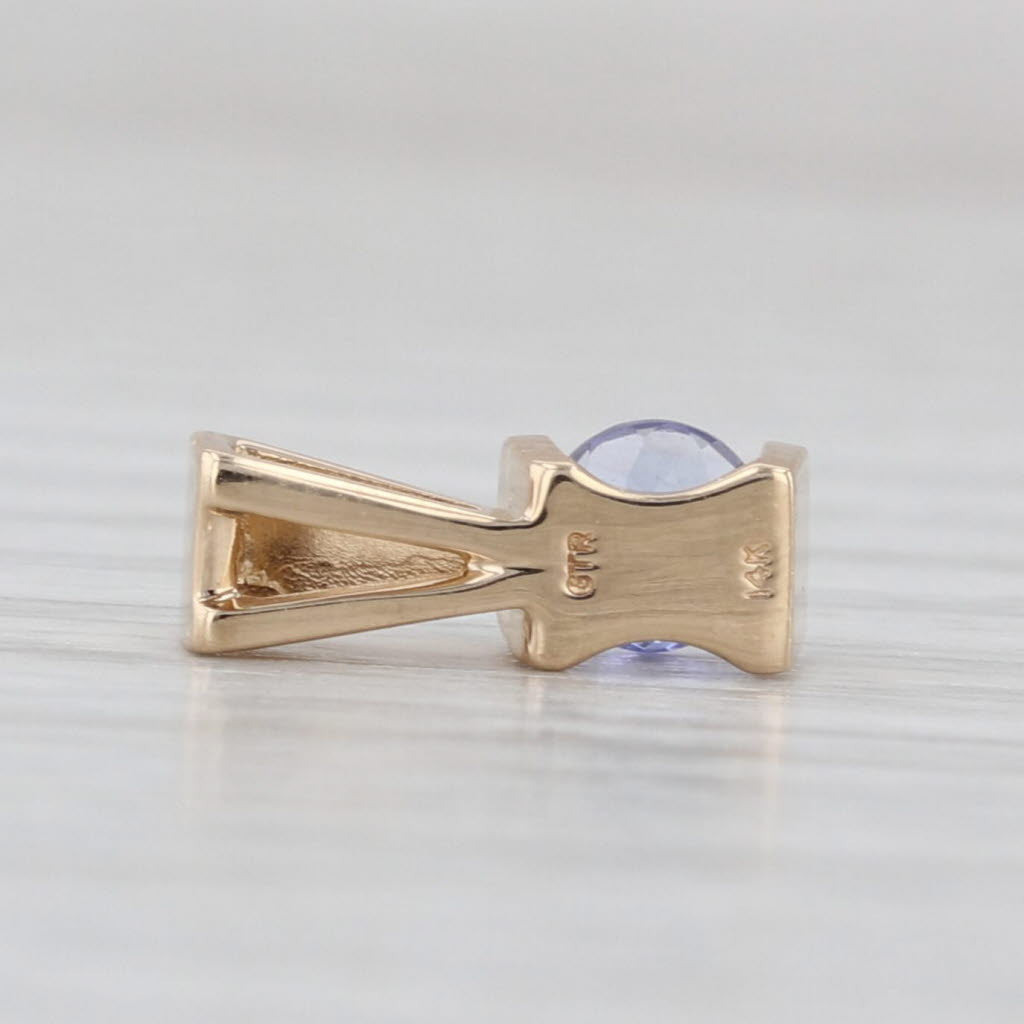 0.36ct Round Tanzanite Solitaire Pendant 14k Yellow Gold Small Drop