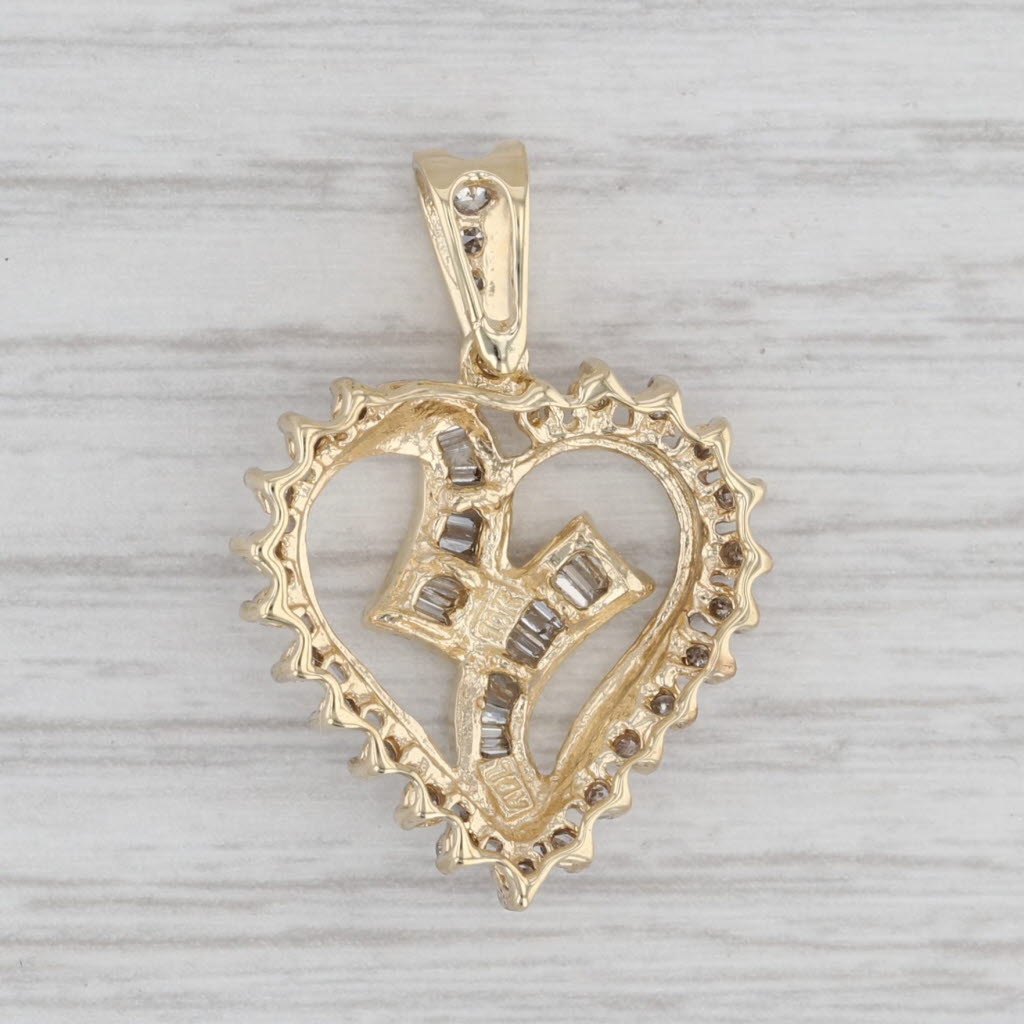 Gray 0.40ctw Diamond Halo Heart Pendant 10k Yellow Gold