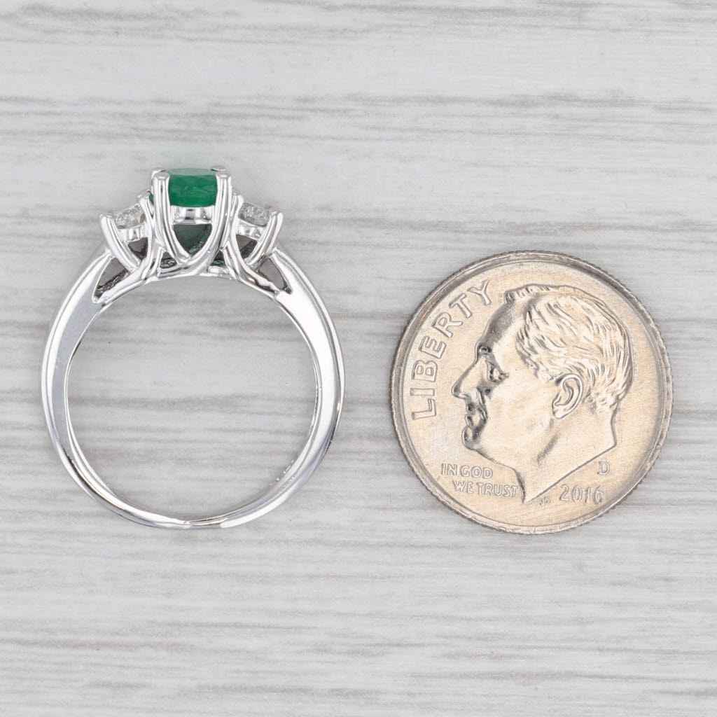 Light Gray 1.10ctw Oval Emerald Diamond Ring 14k White Gold Size 4.5
