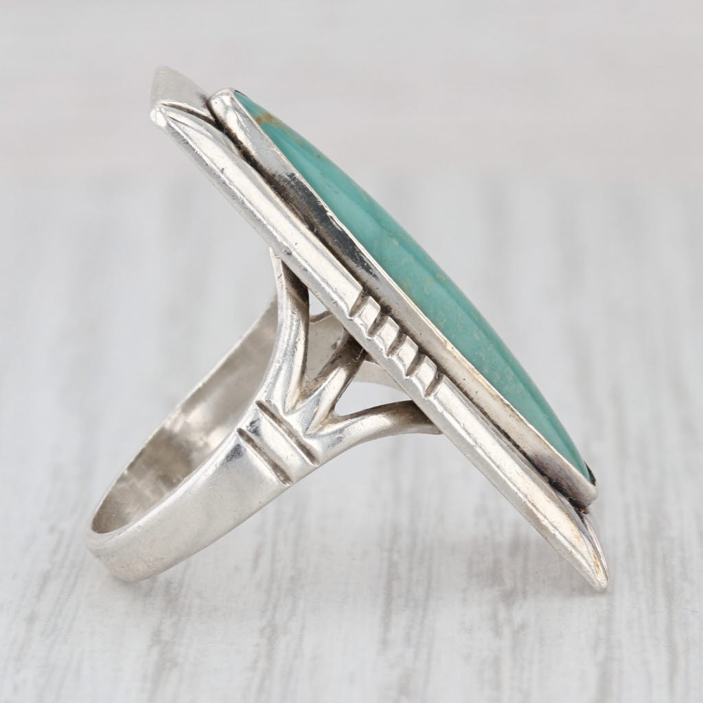 Vintage Turquoise Ring Sterling Silver Size 8 Bell Trading Native American