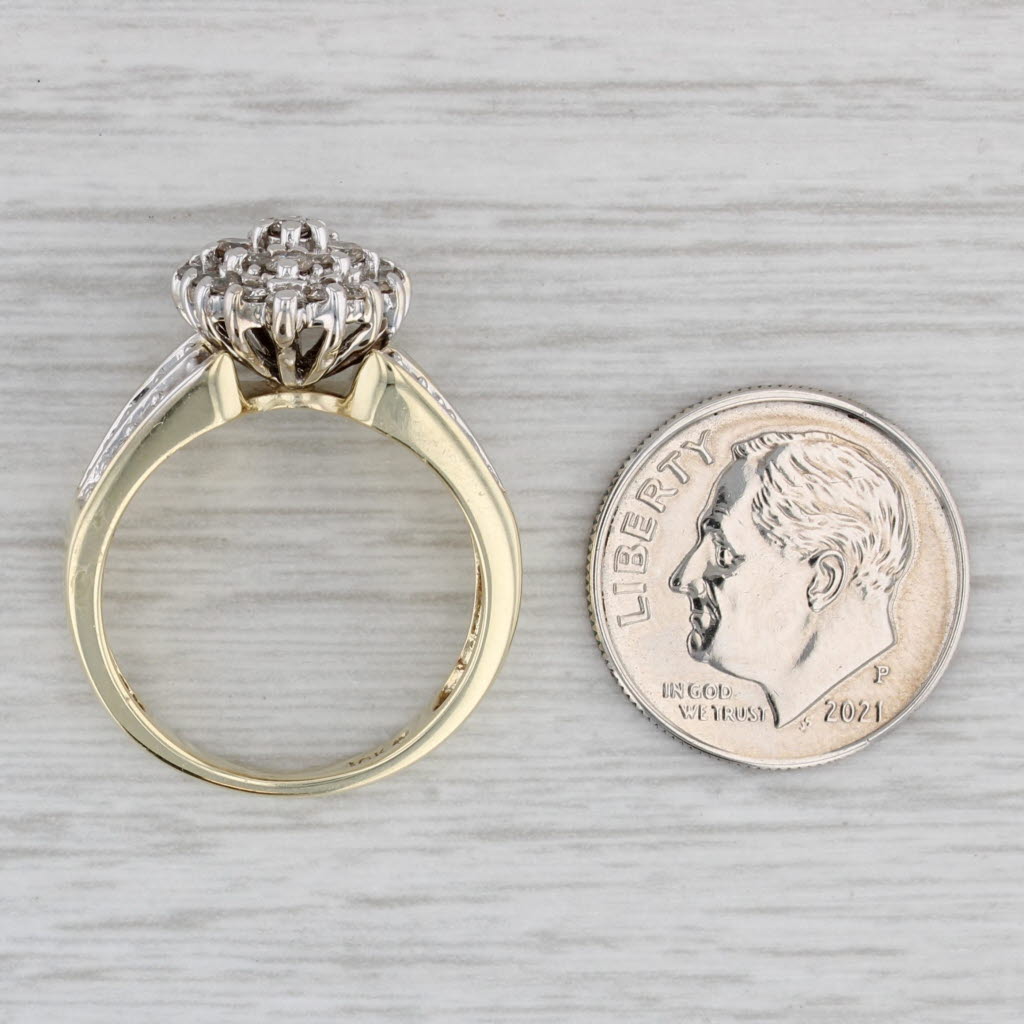 Gray 0.85ctw Diamond Cluster Ring 10k Yellow Gold Size 7 Engagement