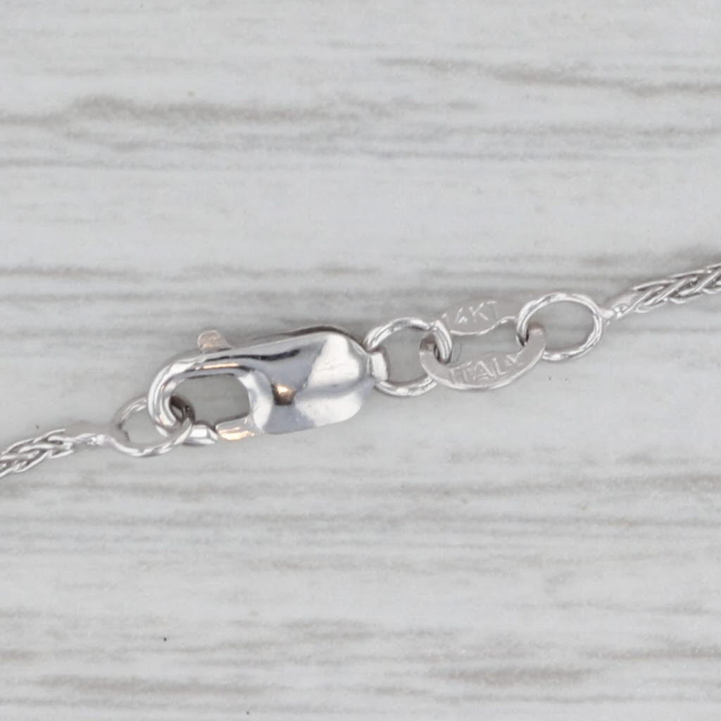 Gray Wheat Chain Necklace 14k White Gold 18" 1mm
