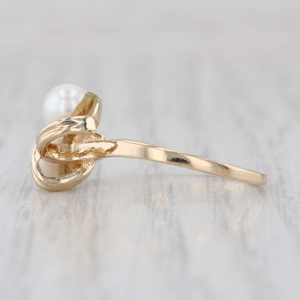 Cultured Pearl Knot Ring 14k Yellow Gold Size 5