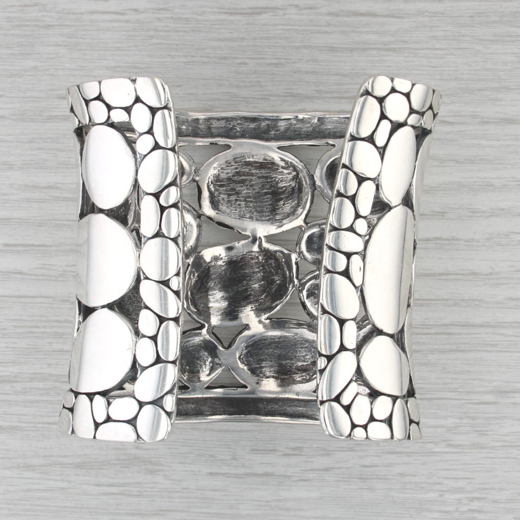 John Hardy Large Pebble Cuff Bracelet Sterling Silver 7" 70.1mm Statement