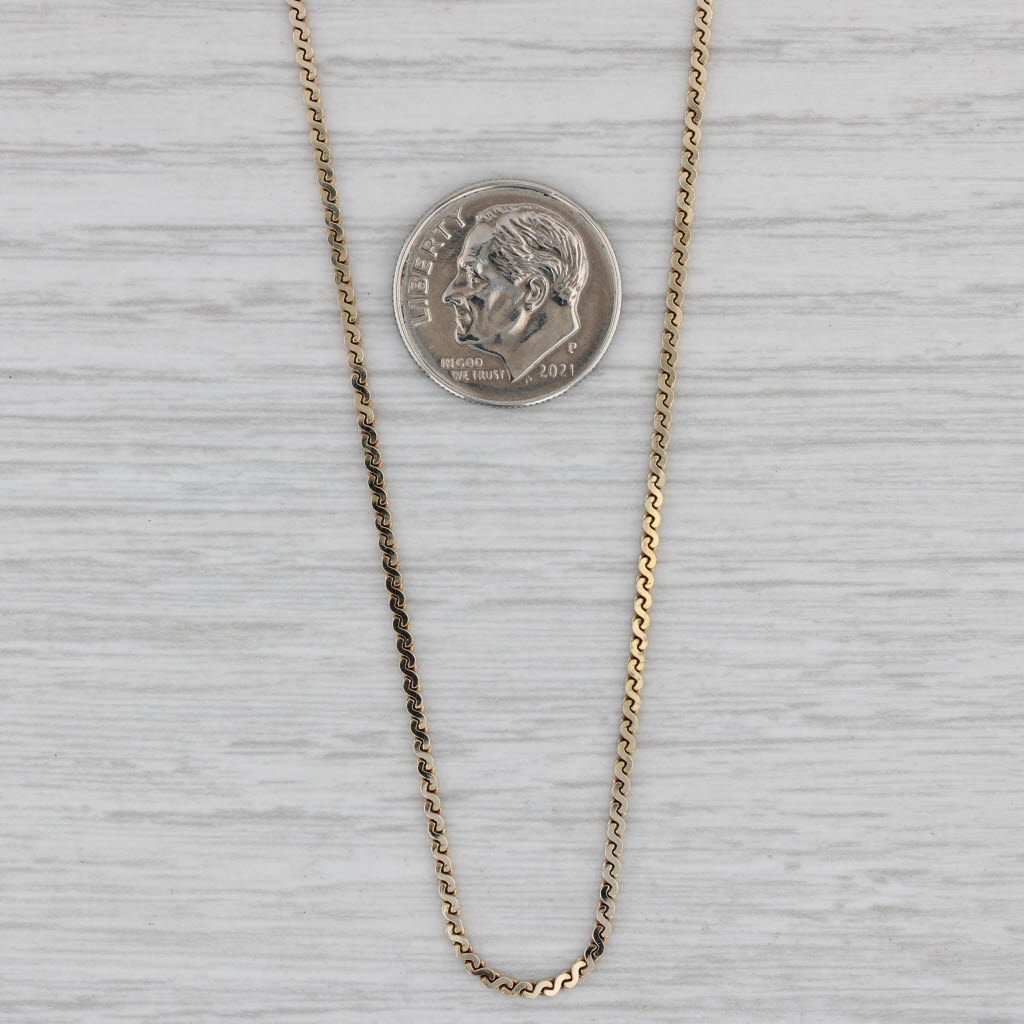 Gray Serpentine Chain Necklace 14k Yellow Gold 16" 1.3mm