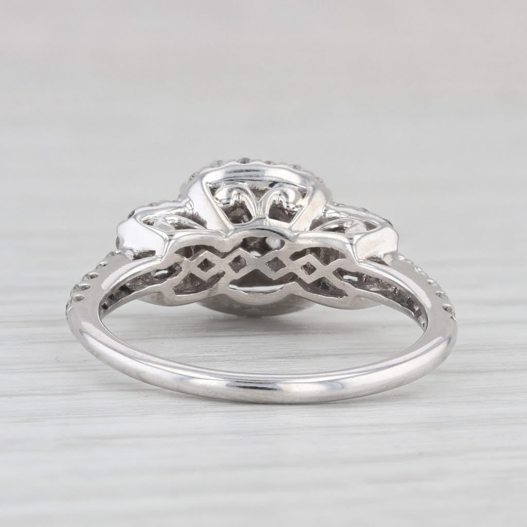 Light Gray 1ctw Princess Diamond Halo Engagement Ring 14k White Gold Size 7.75