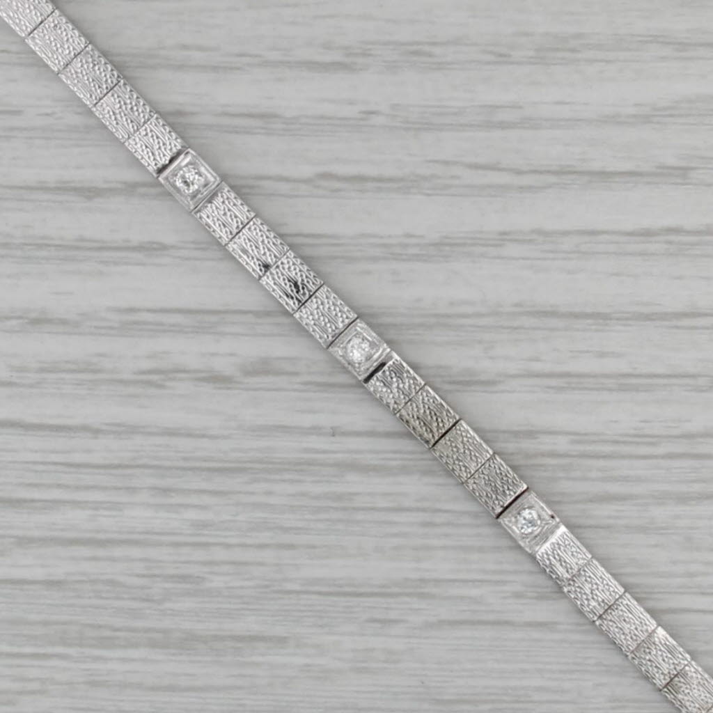 0.15ctw Diamond Square Link Bracelet 18k White Gold 6.75" 4.5mm