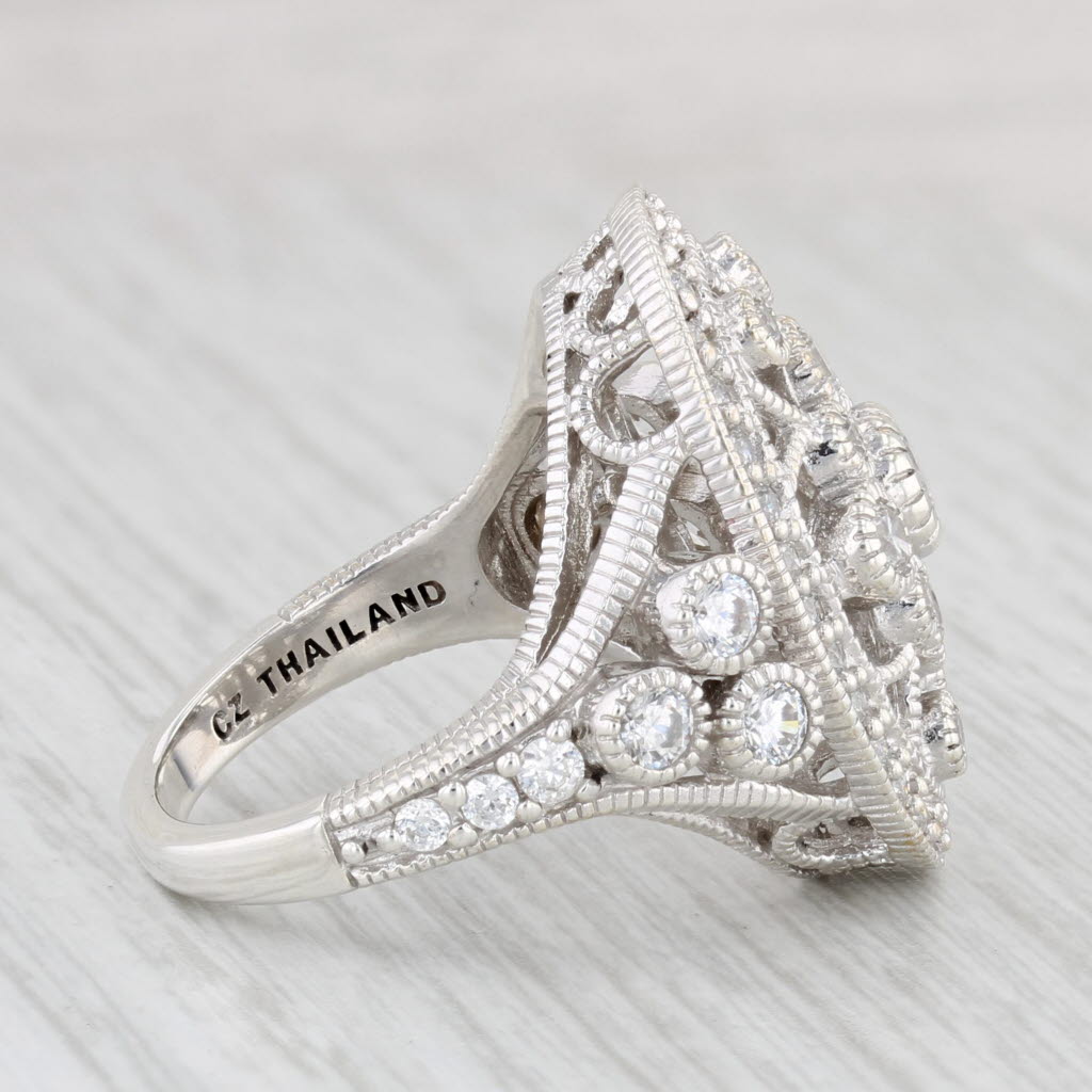 Light Gray 1.40ctw Cubic Zirconia Ring Sterling Silver Sz 6 Cocktail Cluster Judith Ripka