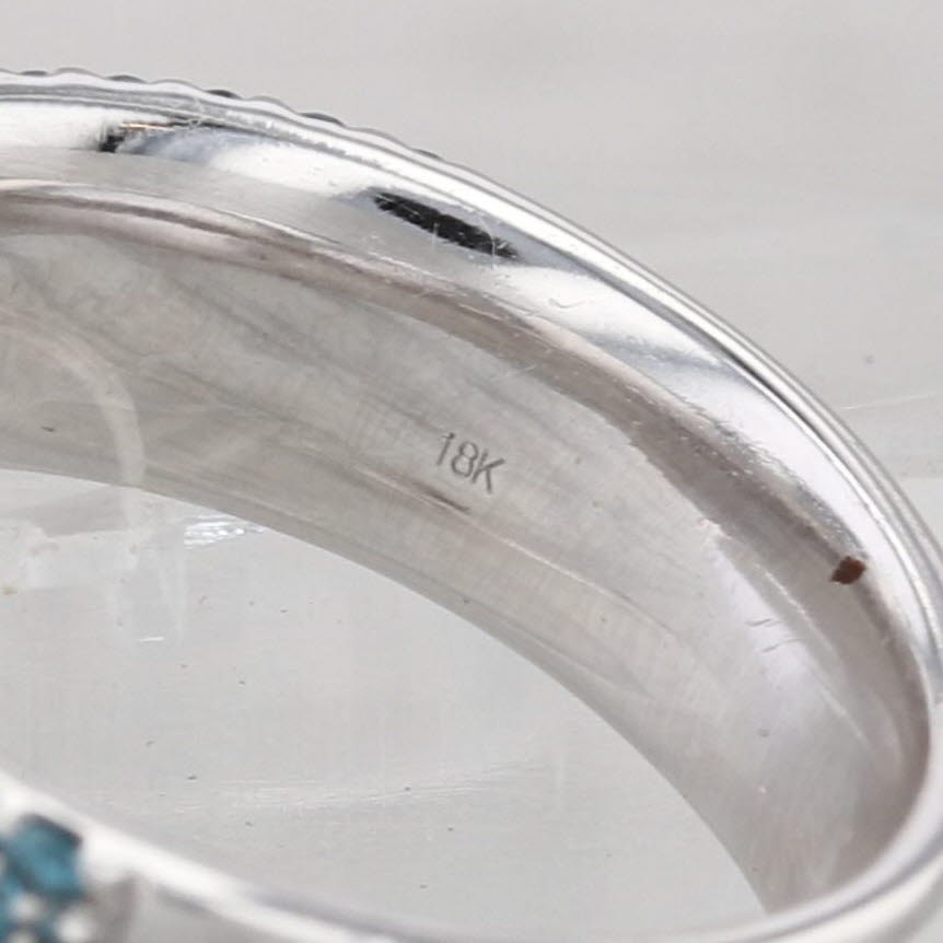 1ctw Pave Blue Diamond Concave Band 18k White Gold Size 7.25 Ring