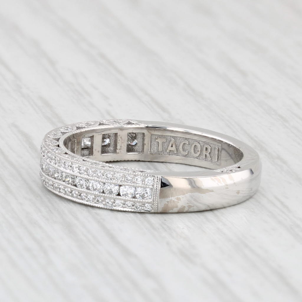 Light Gray New Tacori 0.53ctw Diamond Wedding Band 18k White Gold Size 6.5 Anniversary Ring