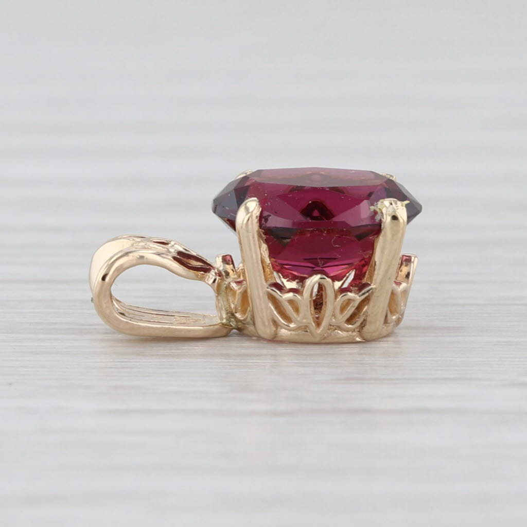 2.30ct Rhodolite Garnet Pendant 14k Yellow Gold Small Oval Solitaire Drop