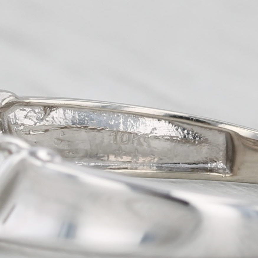 Light Gray 0.15ctw Scalloped Diamond Ring 10k White Gold Size 8 Stackable Wedding Band