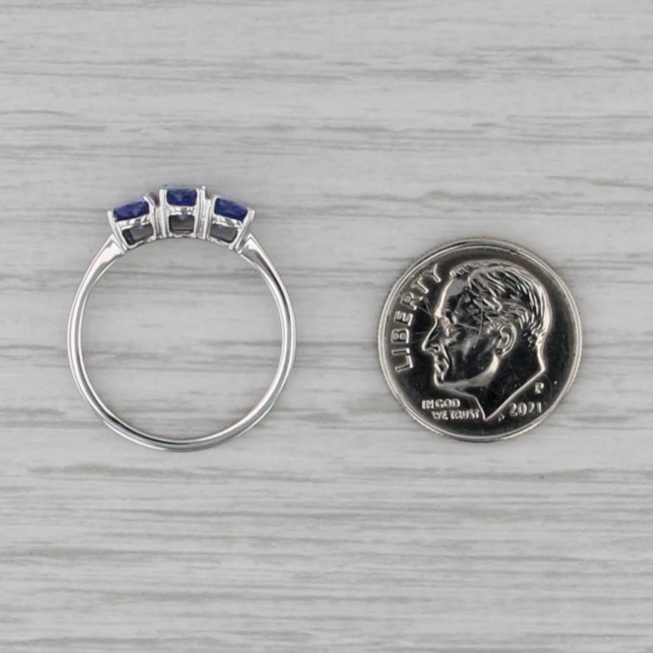 1.05ctw Tanzanite 3-Stone Ring 10k White Gold Size 7.25 Stackable